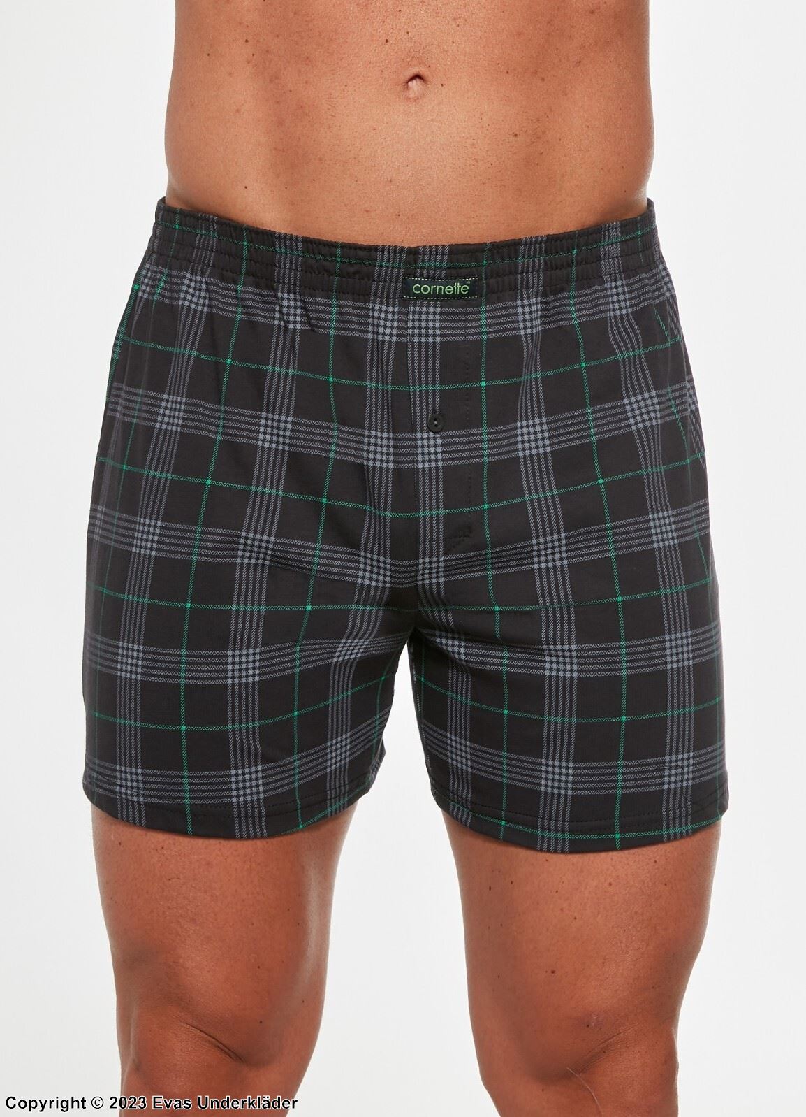 Men's boxer briefs, cotton, without fly, scott-checkered pattern